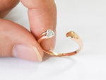 18K Rose gold / Size 7 / Diamond Heart Ring / One Diamond Open Ring / Gift For Love / Promise Ring Minimal Gold Stacking / NXDOJGD20/15 - Jewels By Tarry