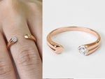 18K Rose gold / Size 7 / Diamond Heart Ring / One Diamond Open Ring / Gift For Love / Promise Ring Minimal Gold Stacking / NXDOJGD20/15 - Jewels By Tarry