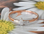 18K Rose gold / Size 7 / Pear Cut Diamond Ring / Baguette Diamond Ring / Engagement Ring Wedding Ring / NXDOJGD44/30 - Jewels By Tarry