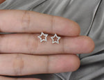 18K Rose gold / Tiny Diamond Star Stud Earrings / Star Earrings / Pave Diamond / NXDOJGD20/37 - Jewels By Tarry